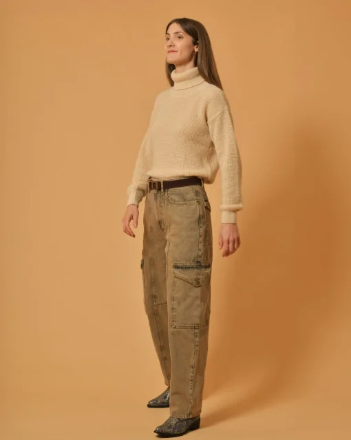 La Piscine Paris Jean cargo en coton beige Chloé Stora*Femme Bas Femme|Jeans