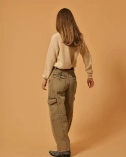 La Piscine Paris Jean cargo en coton beige Chloé Stora*Femme Bas Femme|Jeans