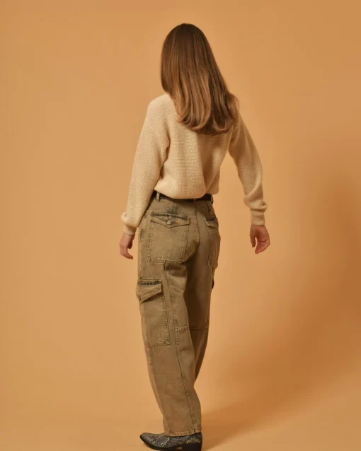 La Piscine Paris Jean cargo en coton beige Chloé Stora*Femme Bas Femme|Jeans