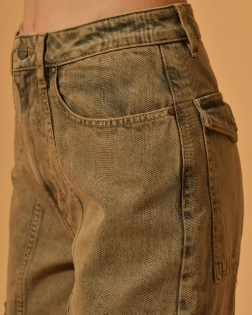 La Piscine Paris Jean cargo en coton beige Chloé Stora*Femme Bas Femme|Jeans