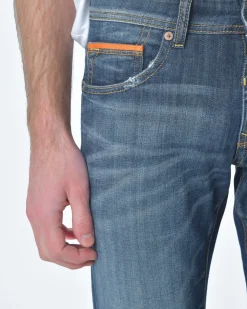 La Piscine Paris Jean denim délavé détail bordure de poche orange 3D*Homme Jeans