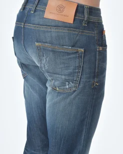 La Piscine Paris Jean denim délavé détail bordure de poche orange 3D*Homme Jeans