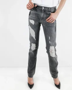 La Piscine Paris Jean droit en coton à déchirures John Galliano*Femme Jeans