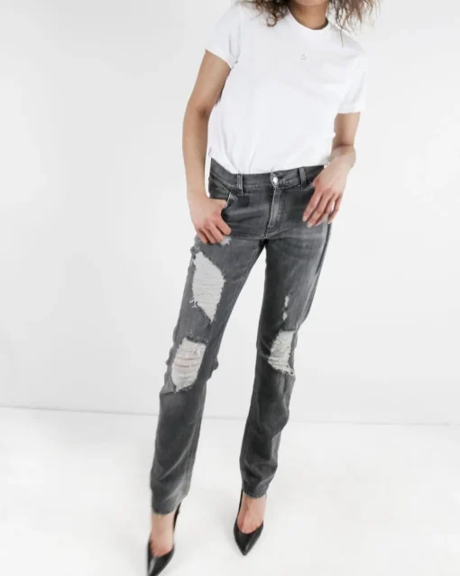 La Piscine Paris Jean droit en coton à déchirures John Galliano*Femme Jeans