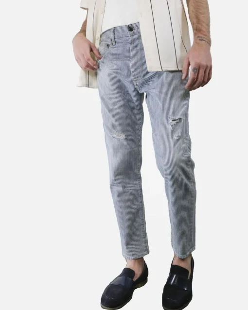 La Piscine Paris Jean droit en coton à rayure fine TrueNYC*Homme Jeans