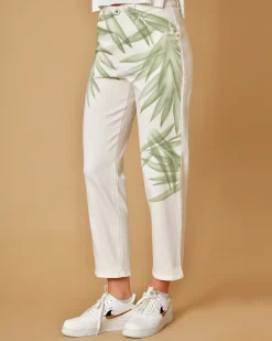 La Piscine Paris Jean en coton imprimés feuilles Lorena Antoniazzi*Femme Pantalons|Bas Femme