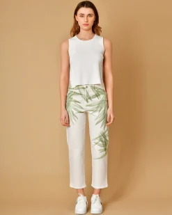 La Piscine Paris Jean en coton imprimés feuilles Lorena Antoniazzi*Femme Pantalons|Bas Femme