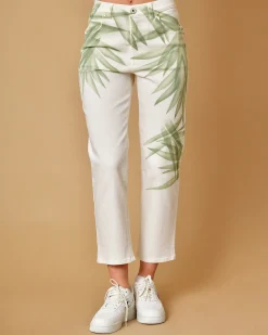 La Piscine Paris Jean en coton imprimés feuilles Lorena Antoniazzi*Femme Pantalons|Bas Femme