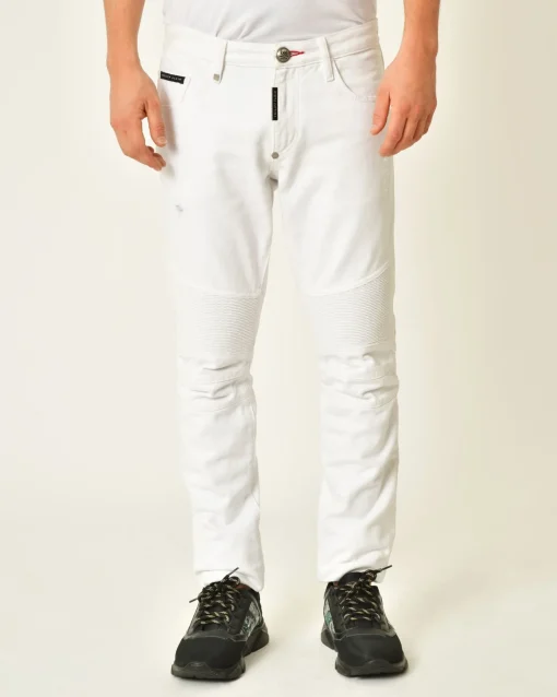 La Piscine Paris Jean motard en coton Philipp Plein*Homme Jeans