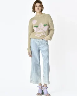 La Piscine Paris Jean rayé et blanc Adriano Goldschmied*Femme Bas Femme|Jeans