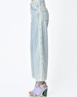 La Piscine Paris Jean rayé et blanc Adriano Goldschmied*Femme Bas Femme|Jeans