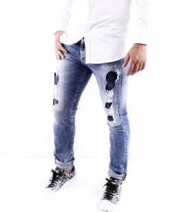 La Piscine Paris Jean skinny en coton effet dechiré John Richmond*Homme Jeans