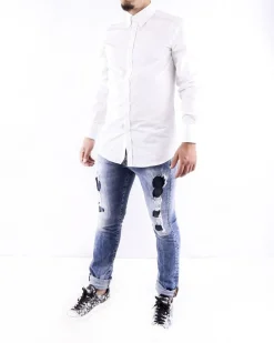 La Piscine Paris Jean skinny en coton effet dechiré John Richmond*Homme Jeans