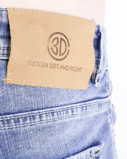 La Piscine Paris Jean slim en coton délavé à déchirure 3D*Homme Jeans