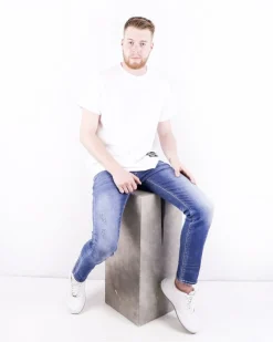 La Piscine Paris Jean slim en coton délavé à déchirure 3D*Homme Jeans
