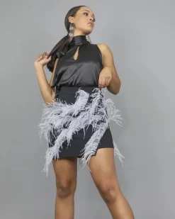La Piscine Paris Jupe asymétrique à détails plumes Isabelle Blanche*Femme Jupes