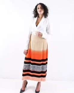 La Piscine Paris Jupe longue plissé rayée Sportmax*Femme Jupes