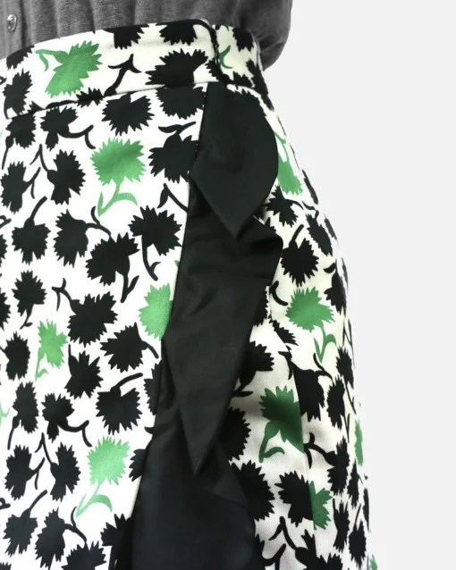 La Piscine Paris Jupe portefeuillecourte he à impriménature noir et vert à volant Emanuel Ungaro*Femme Jupes