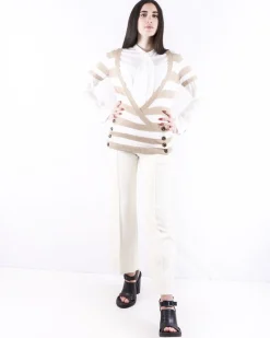 La Piscine Paris Maille en coton bicolore rayé Trovata*Femme Pulls & Cardigans