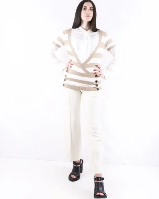 La Piscine Paris Maille en coton bicolore rayé Trovata*Femme Pulls & Cardigans