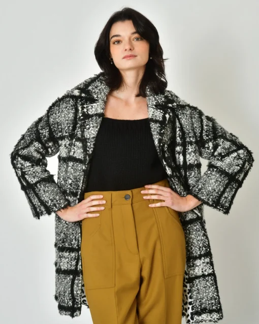 La Piscine Paris Manteau à carreaux et blanc Mouche*Femme Manteaux