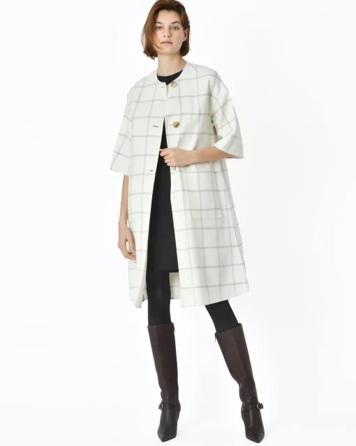 La Piscine Paris Manteau à carreaux gris Sorelle Secli*Femme Manteaux