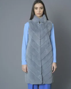 La Piscine Paris Manteau sans manches en fourrure Vison et en laine mélangée manzoni 24*Femme Manteaux