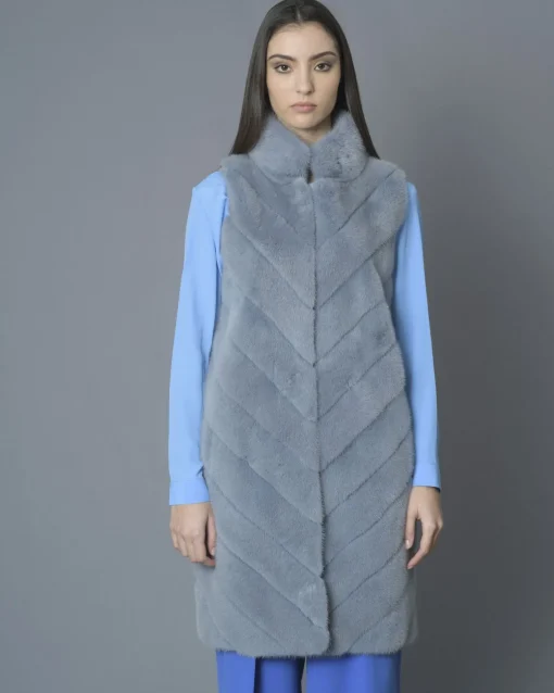 La Piscine Paris Manteau sans manches en fourrure Vison et en laine mélangée manzoni 24*Femme Manteaux