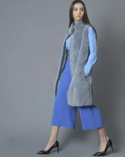 La Piscine Paris Manteau sans manches en fourrure Vison et en laine mélangée manzoni 24*Femme Manteaux