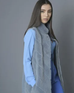La Piscine Paris Manteau sans manches en fourrure Vison et en laine mélangée manzoni 24*Femme Manteaux