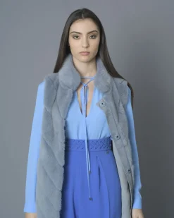 La Piscine Paris Manteau sans manches en fourrure Vison et en laine mélangée manzoni 24*Femme Manteaux