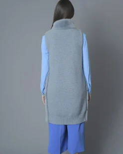 La Piscine Paris Manteau sans manches en fourrure Vison et en laine mélangée manzoni 24*Femme Manteaux