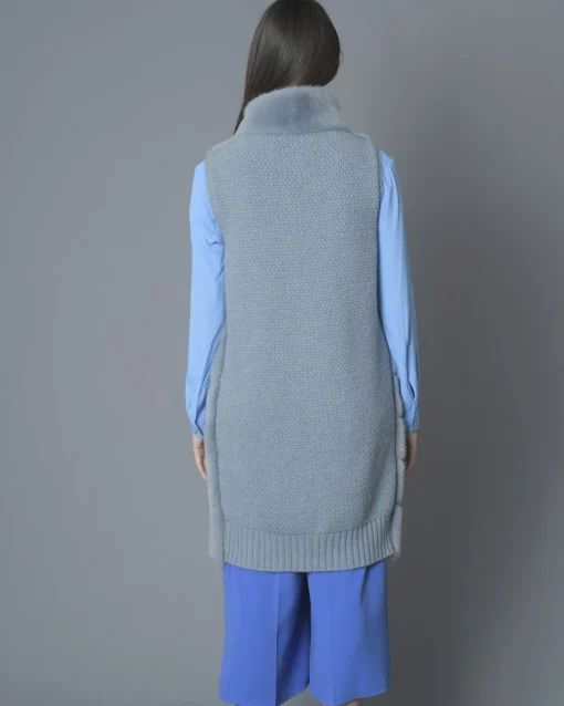 La Piscine Paris Manteau sans manches en fourrure Vison et en laine mélangée manzoni 24*Femme Manteaux