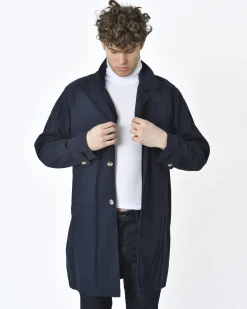 La Piscine Paris Manteau en coton navy Breuer*Homme Manteaux
