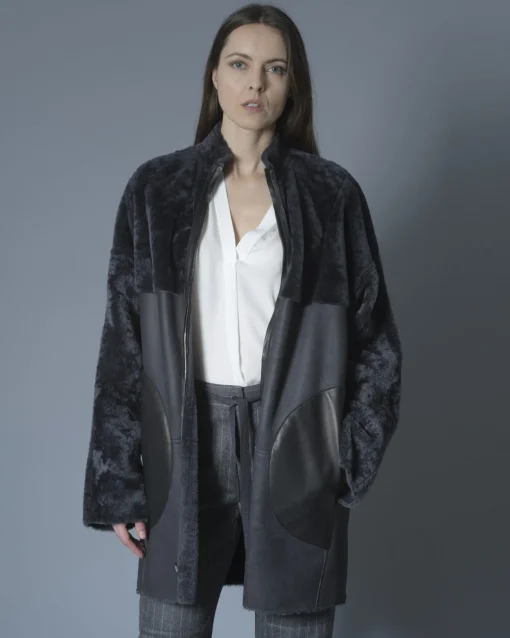 La Piscine Paris Manteau en cuir et peau lainé Sonia Speciale*Femme Manteaux