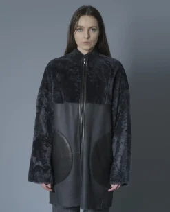 La Piscine Paris Manteau en cuir et peau lainé Sonia Speciale*Femme Manteaux