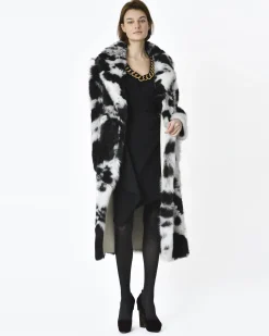 La Piscine Paris Manteau en fourrure black and white Biancalani*Femme Manteaux
