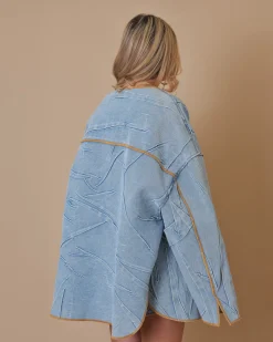 La Piscine Paris Manteau en jean clair à effet froissé plaqué The Attico*Femme Manteaux