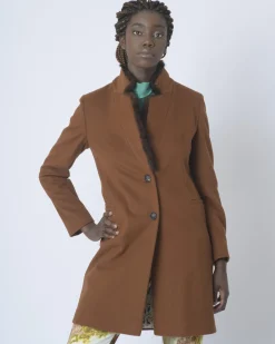 La Piscine Paris Manteau en laine à col fourrure Mouche*Femme Manteaux