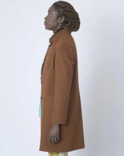 La Piscine Paris Manteau en laine à col fourrure Mouche*Femme Manteaux