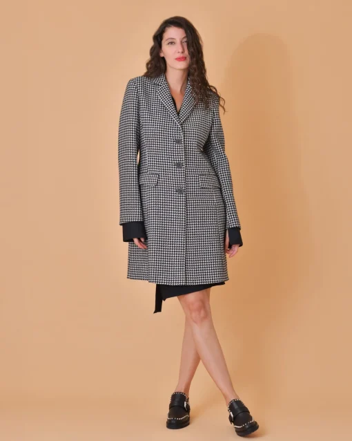 La Piscine Paris Manteau en laine à imprimé pied de poule Mouche*Femme Manteaux