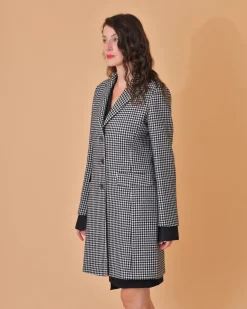 La Piscine Paris Manteau en laine à imprimé pied de poule Mouche*Femme Manteaux