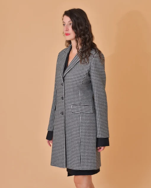 La Piscine Paris Manteau en laine à imprimé pied de poule Mouche*Femme Manteaux