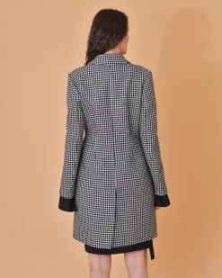 La Piscine Paris Manteau en laine à imprimé pied de poule Mouche*Femme Manteaux