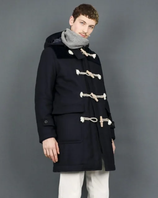 La Piscine Paris Manteau en laine avec empiècements en velours rayé Palto*Homme Manteaux