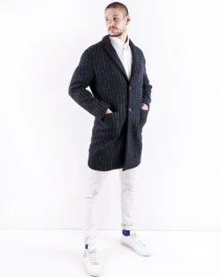 La Piscine Paris Manteau en laine bouillie rayé Ly Adams*Homme Manteaux