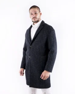 La Piscine Paris Manteau en laine bouillie rayé Ly Adams*Homme Manteaux