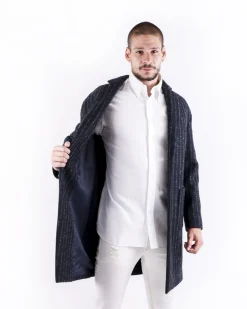 La Piscine Paris Manteau en laine bouillie rayé Ly Adams*Homme Manteaux
