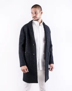 La Piscine Paris Manteau en laine bouillie rayé Ly Adams*Homme Manteaux