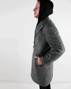 La Piscine Paris Manteau en laine bouillis à capuche Luca Roda*Homme Manteaux